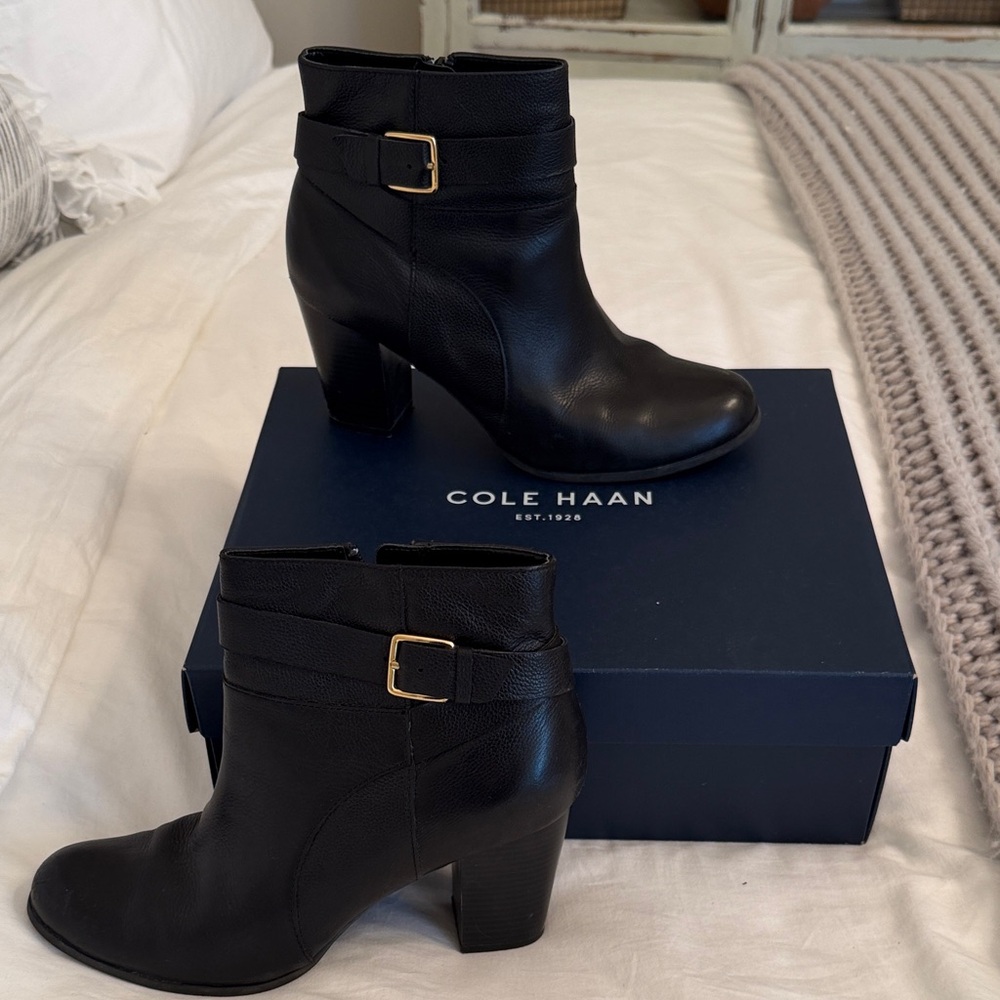 Cole Haan Black Leather Ankle Booties